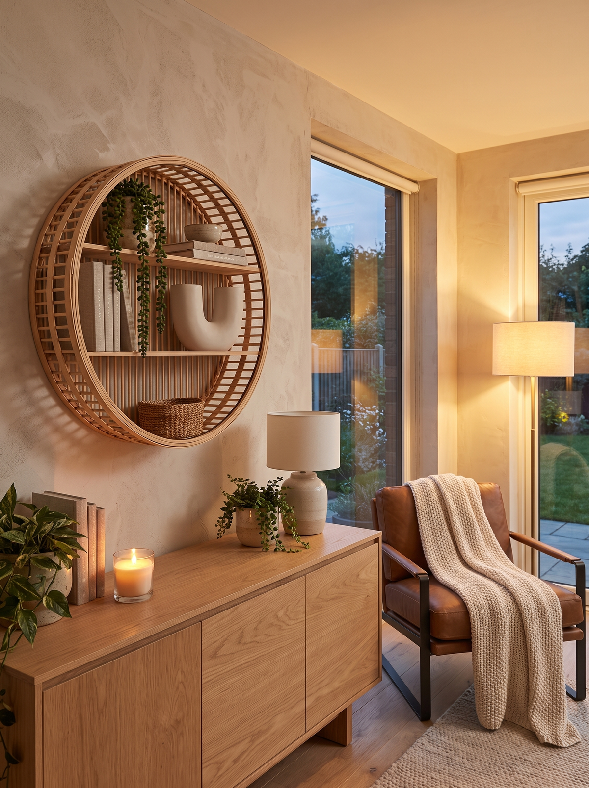 Round Bamboo Wall Shelf, Tidy, Relaxed Living